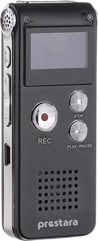 Prestara - Professionele Digitale Voice Recorder – Draagbare Dictafoon met 560 Uur Opnamecapaciteit en Kristalhelder Geluid!