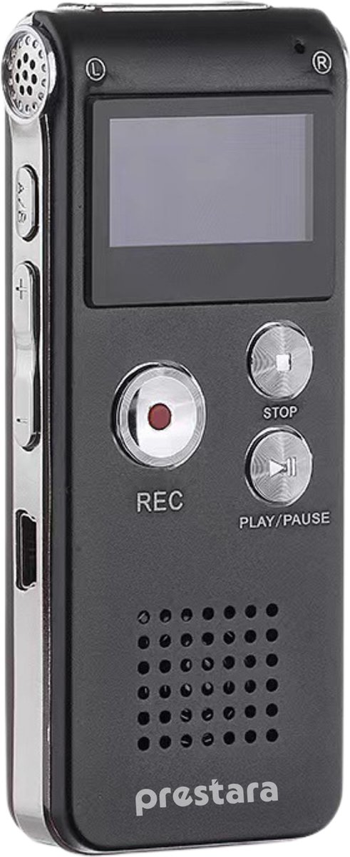 Prestara - Professionele Digitale Voice Recorder – Draagbare Dictafoon met 560 Uur Opnamecapaciteit en Kristalhelder Geluid!