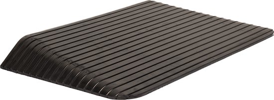 Rubberen Drempelhulp Schuin - 100 mm Hoog - Oprijplaat Voor Rolstoel, Rollator En Scootmobiel - Rubberen Oprijhelling