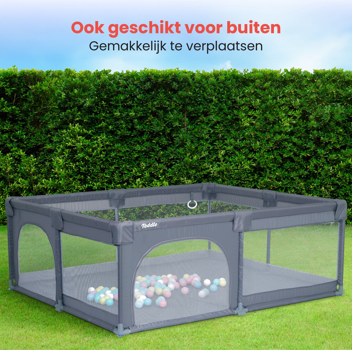 Houten Grondbox Baby & Luxe Speelmat - 180×200 cm - Stabiele, Ongelakte