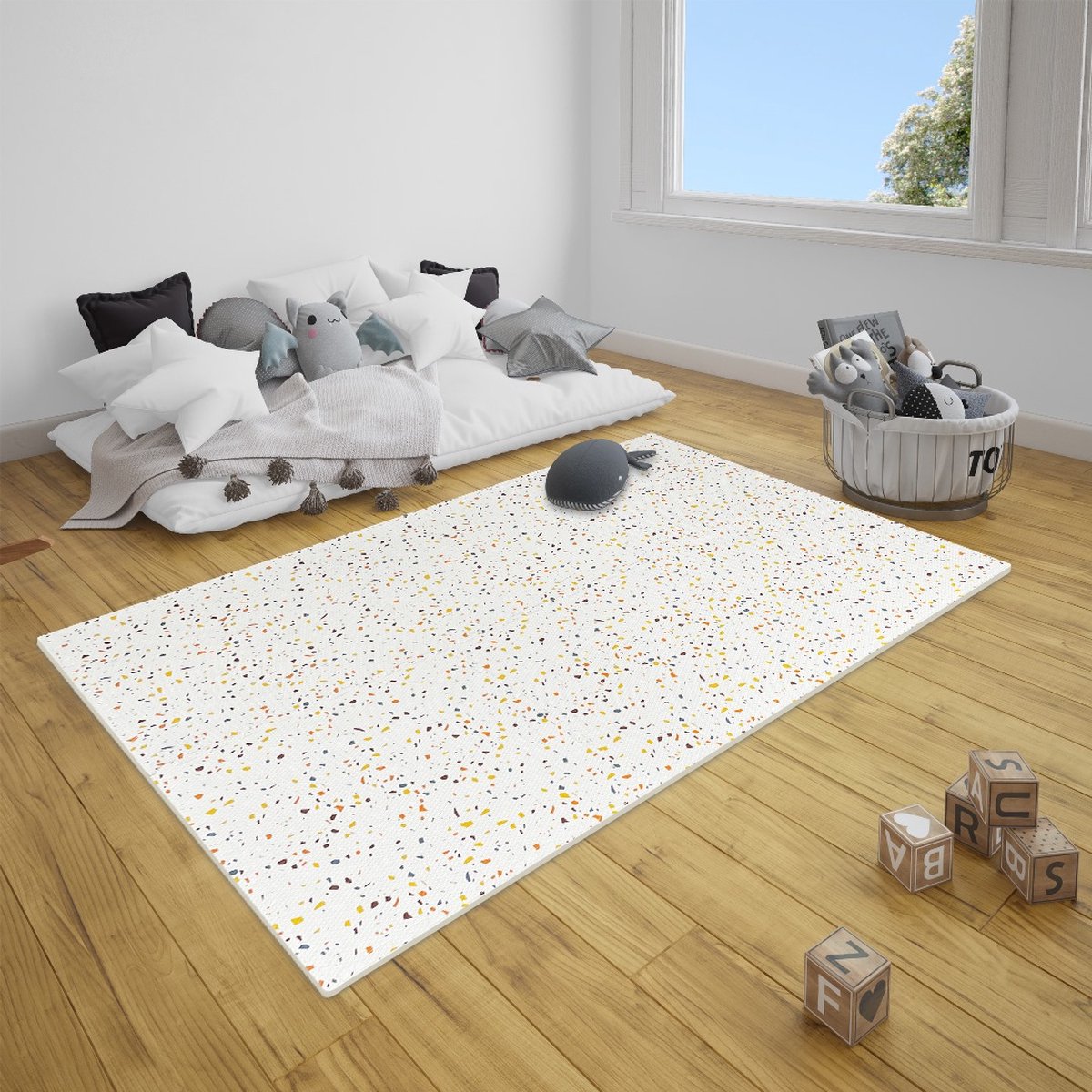 NilaFee™ - Speelkleed - Speelmat - Puzzelmat - Baby - Foam - 120 x 180 cm - Uitbreidbaar - Yoga mat - Fitnessmat - Vloerbeschermer - Orange Terrazzo — afbeelding 7