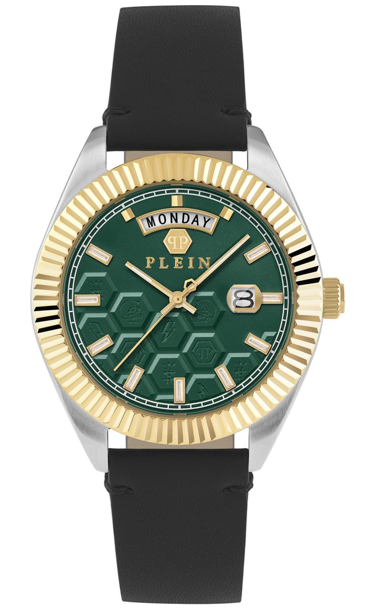 Philipp Plein Date Superlative Gent PWPVA0124 Horloge - Leer - Zwart - Ø 42 mm