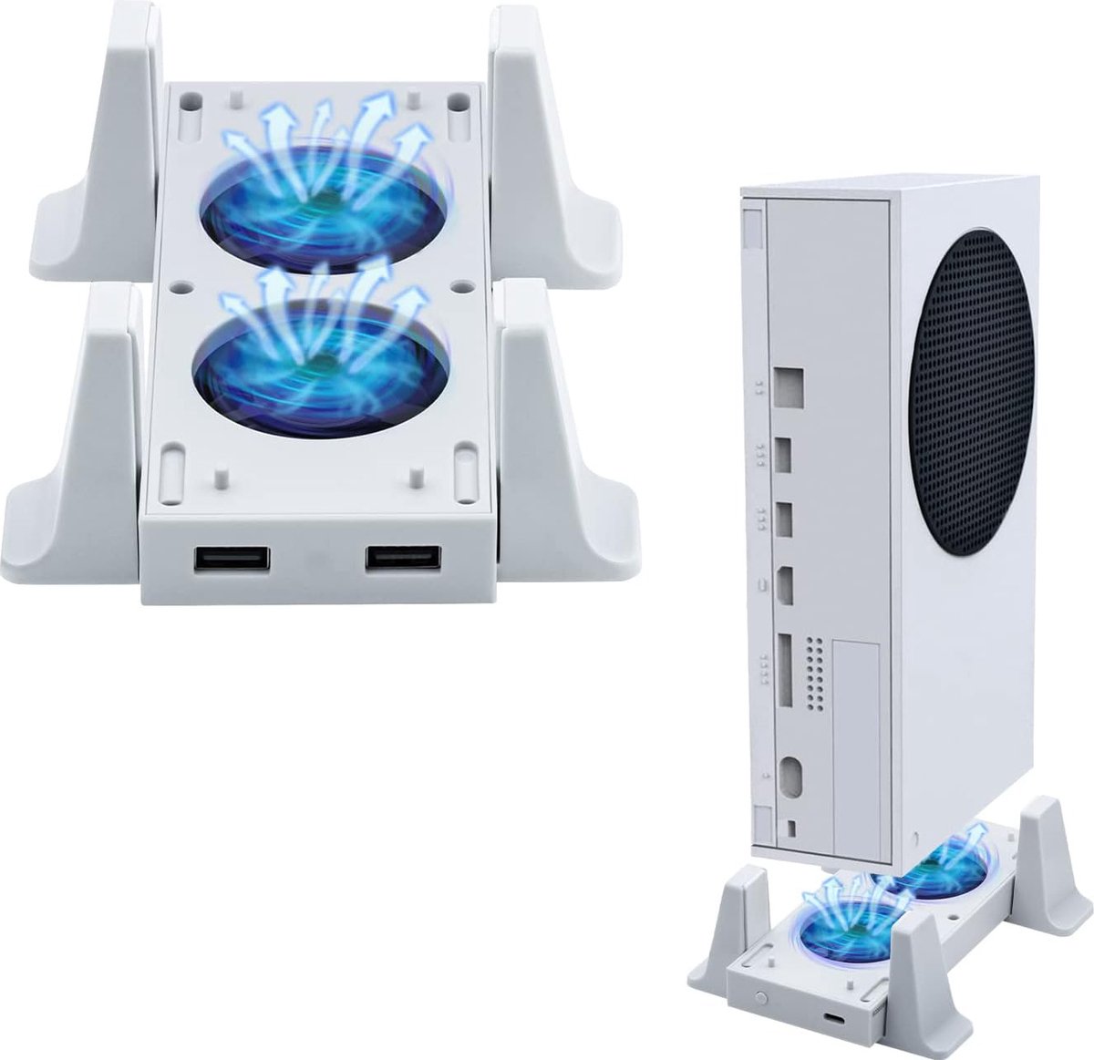 oCreon Verticale Koelventilator voor Xbox Series S – Koelstandaard met LED-Indicator en Dubbele USB-Poorten