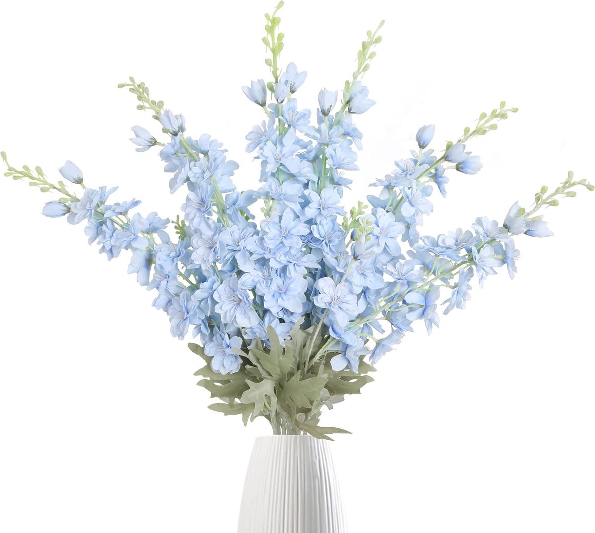 Baby blauw Delphinium Kunstbloem - Kunstbloemen Boeket - 6 Stuks - Kunstmatige Delphinium - Baby Blauwe Kleur - Rustige en Elegante Sfeer - Po毛tische Florale Combinatie - Huisdecoratie - huwelijksdecoratie - feestdecoratie- Gemakkelijke Installatie