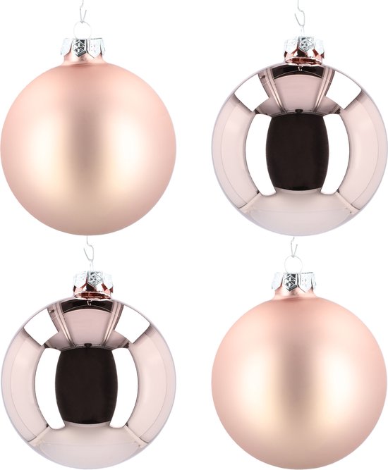 Boules de Noël en Verres - Décoration de Noël - Décorations de Noël - 100mm - Smokey Rose - Balles de verre pour le sapin de Noël ! - 4 pièces