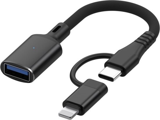 8-Pin (Lightning) USB-C naar USB Female OTG 15 CM Kabel
