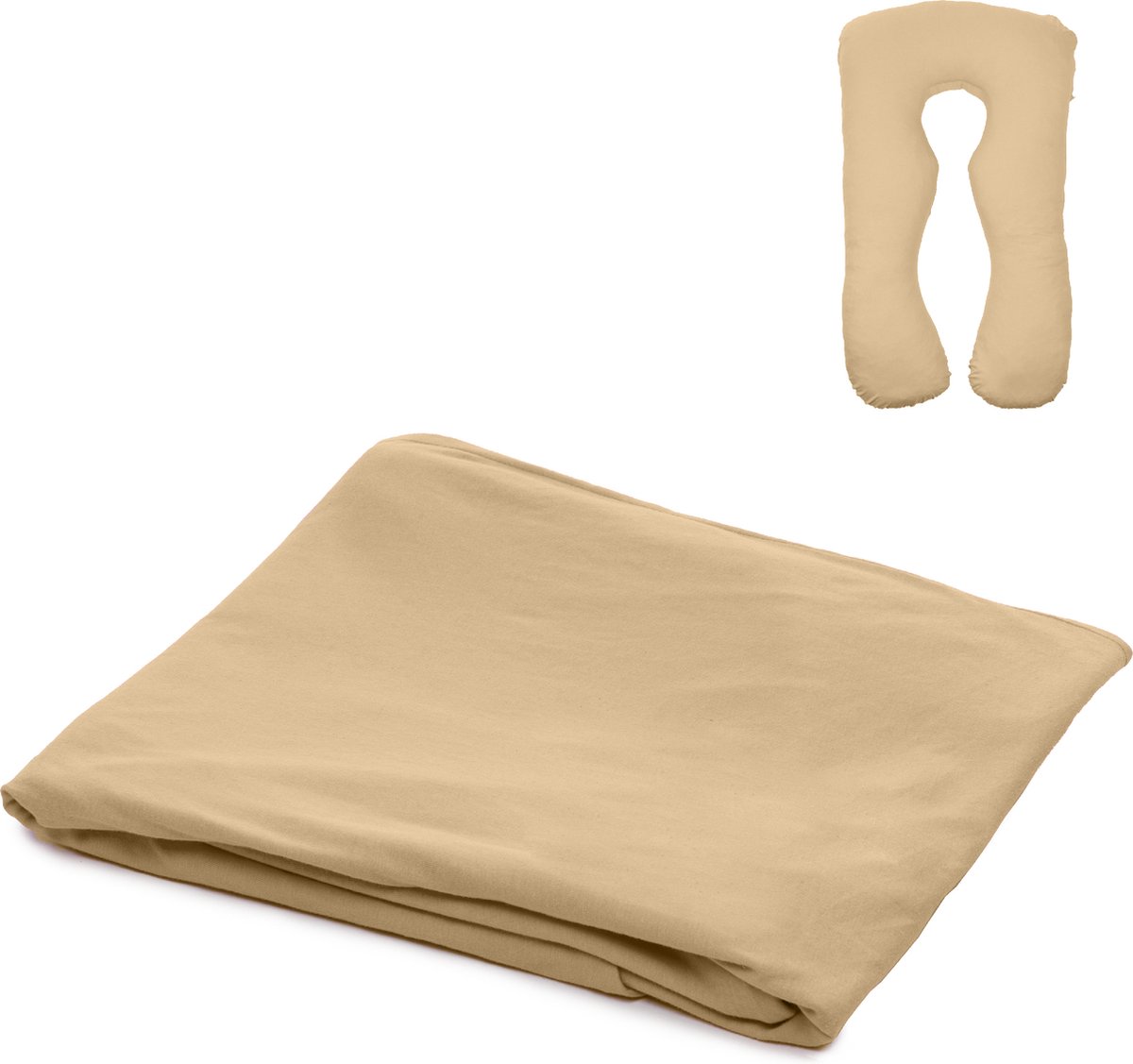 Goedkoopste MeraLife® Zwangerschapskussen Hoes (U-Vorm) XXL - Zwangerschapskussens - Zijslaapkussen - Ondersteuningskussen - Kussenhoes - 140x80cm - Beige