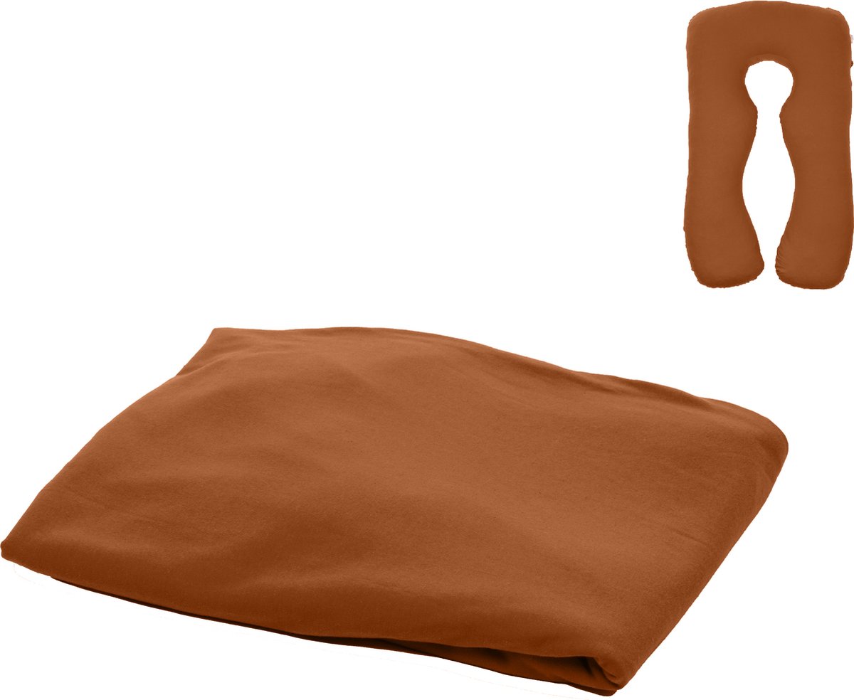 Goedkoopste MeraLife® Zwangerschapskussen Hoes (U-Vorm) XXL - Zwangerschapskussens - Zijslaapkussen - Ondersteuningskussen - Kussenhoes - 140x80cm - Bruin