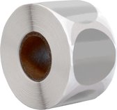 Rol met ronde, zilverkleurige, blanco stickers van 35 mm.