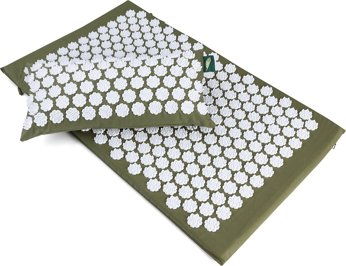 Goedkoopste MindBaas - Spijkermat - Spijkerkussen Deluxe Set - Donkergroen - 74 x 44 cm - Acupressuur Mat - Shakti Mat - Massage Mat
