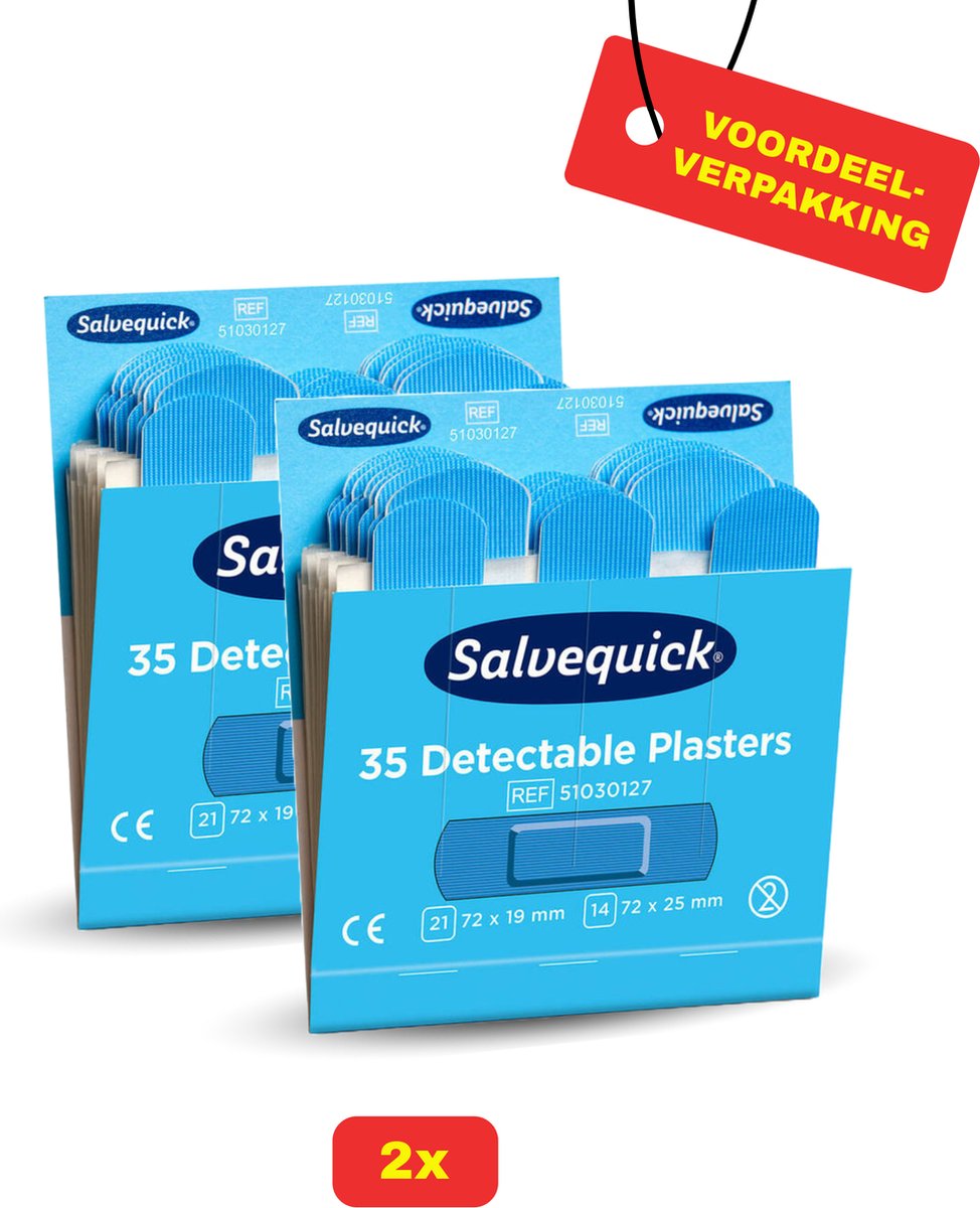 Goedkoopste 2 x Salvequick Detecteerbare Pleisters 35 stuks - Voordeelverpakking!