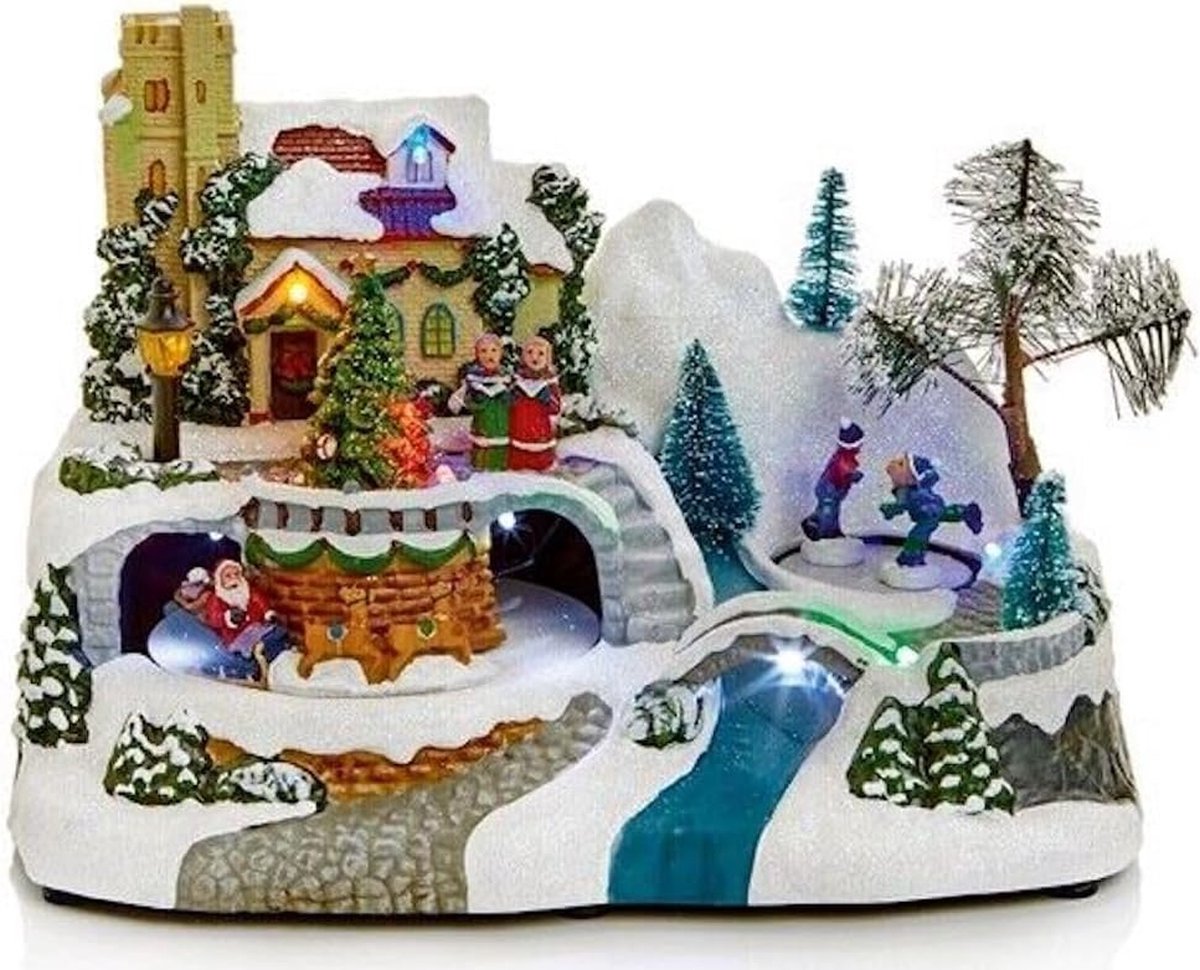 Magische LED Kerstscène: Geanimeerd Dorp Met Draaitafels En Sneeuwplezier!
