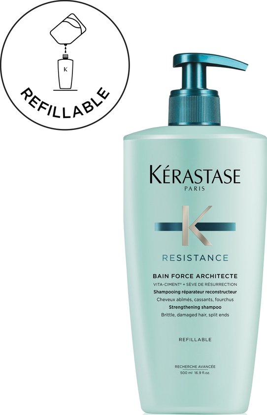 Kérastase Résistance Bain Force Architecte - Shampooing reconstructeur pour cheveux abîmés - 500 ml