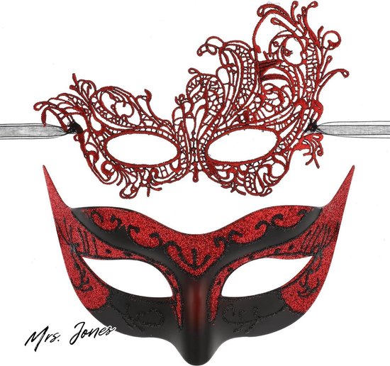 Mrs. Jones Sibba Paren Maskerade Maskers 2 stks Venetiaanse Halloween Kostuum Masker Kant Oogmasker voor vrouwen mannen Prachtige Mardi Gras Theatraal Masker Kerst Festival Fancy Dress Carnaval Bruiloft Party .