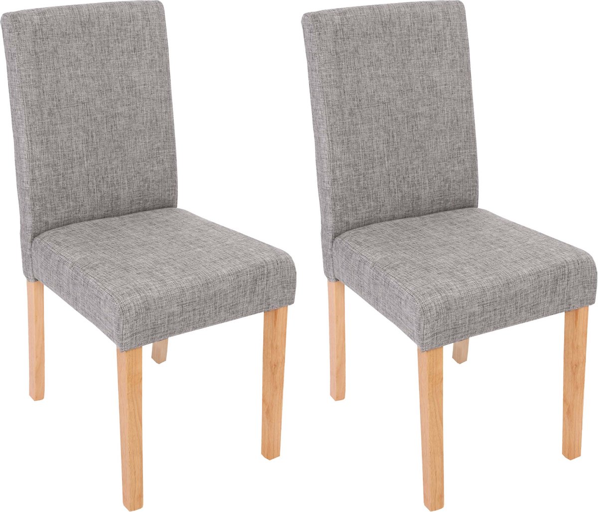 Cosmo Casa 2-delige Eetkamerstoelen Set - Littau Keukenstoelen - Textiel - Grijs - Lichte Poten