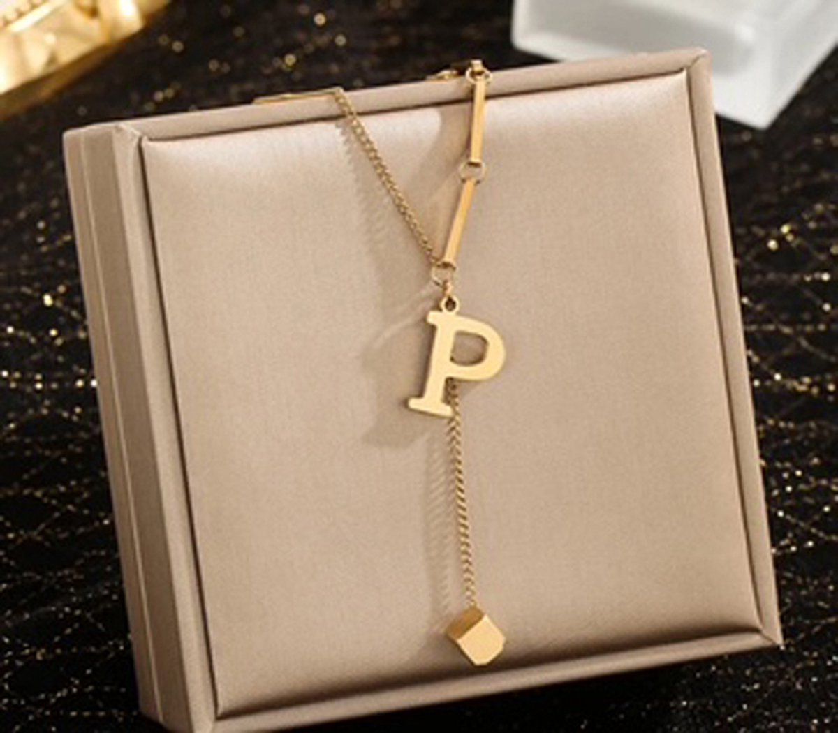 JP Family Jewelry - Luxe Halsketting - Dubbel Verguld RVS, Lengte 40+5 cm - Letter P