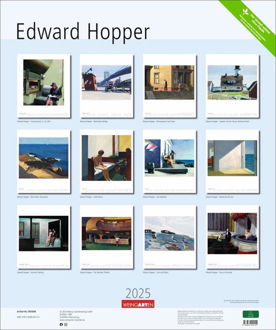 Edward Hopper Kalender 2025 | bol