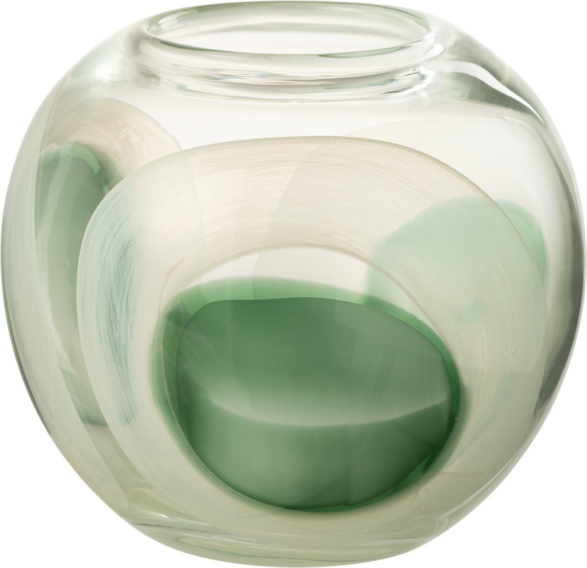 J-Line vaas Livy - glas - groen/wit/transparant - medium - Ø 20 cm Multi