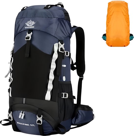 CarryQuest® - 60L - Rugzak - Waterdichte Rugzak - Outdoor Rugzak - Dokter blauw - Rugzakken - Backpack - Wandelen - Kamperen - Reizen - Unisex - Regenhoes - Duurzaam - Nylon - Comfort - Waterbestendig - Backpack Organizer