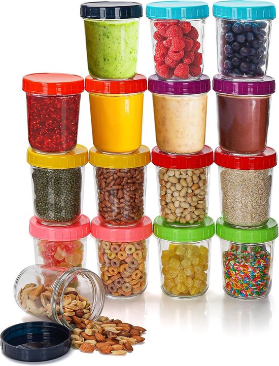 Budding Bear Hand Wasbare Glazen Babyvoedsel Opslag Containers 240 ml (Set van 6) - Vaatwasser, Diepvries & Magnetron (Zonder Deksel) - Vrij van BPA Budding Bear Hand Wasbare Glazen Babyvoedsel Opslag Containers 240 ml (Set van 6) - Vaatwasser, Diepvries & Magnetron (Zonder Deksel) - Vrij van BPA