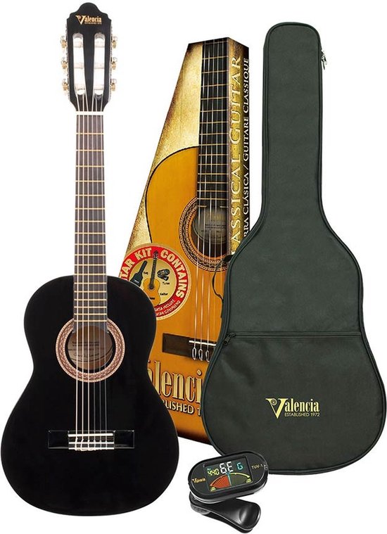 Navarrez NV14 klassieke gitaar 3/4 zwart incl. Gig Bag, plectrums