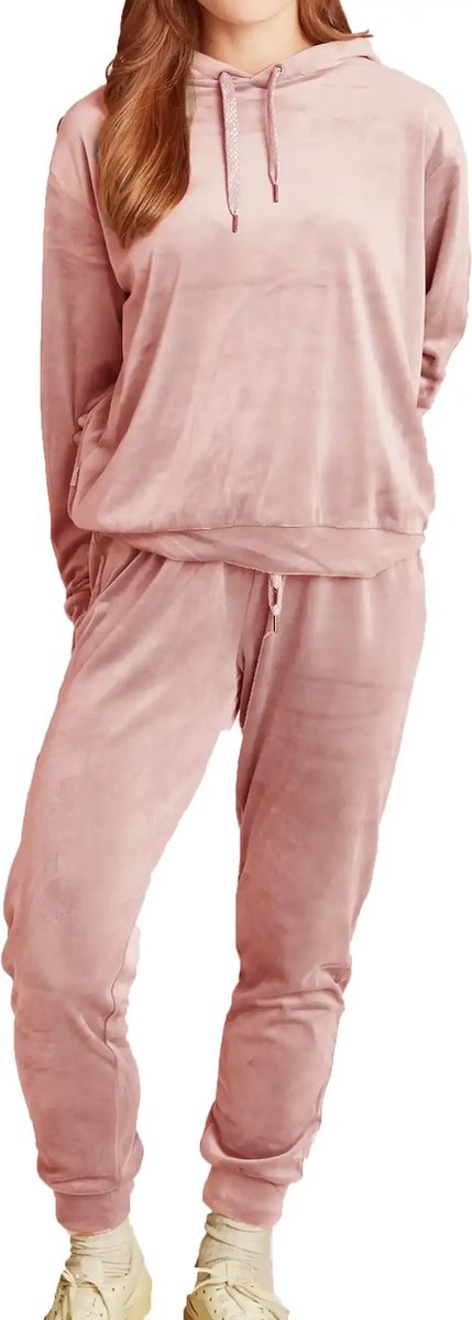 Apollo Dames huispak Fleece - Lounge set dames - Vrouwen warm pyjama pak - loungewear dames - Roze /