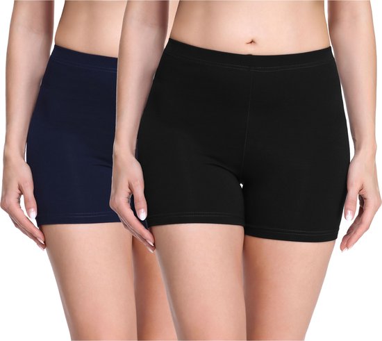 Merry Style Dames Leggings - Shorts - Korte - Viscose - Wielershorts - 2Pack - MS-MS10-283-LE-2P - Zwart/Marineblauw (2Pack) - L