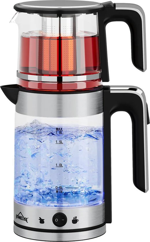 Théière En Émail Blanche à Induction 2L + 1L - Homelux, Design Double Couche, Filtre Intégré, Cadeau Pour Amateur De Thé
