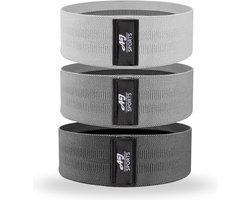 AJ-Sports Weerstandsbanden - Booty Band - Resistance band - Fitness elastiek - Zwart/Grijs/Lichtgrijs - set van 3 - Resistance band - Fitness band - Fitness - Inclusief handleiding & draagtas
