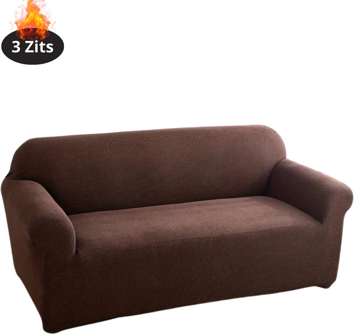 Nivard Bankhoes - Bankbeschermer - Stretch - Sofa Cover - Effen - Donker Koffie- 3 Zits