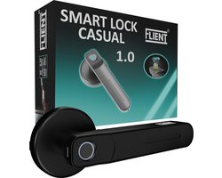 Flient® Smart Lock Casual 1.0 - Slimme Deurslot Met Vingerafdruk - Deurklink - Zwart - Slim Deurslot - Binnen - Deurkruk - Smarthome