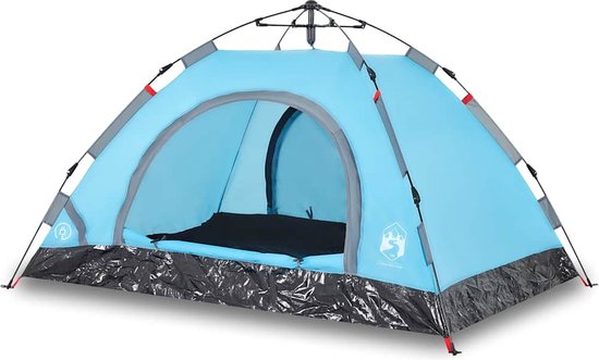 vidaXL - Tent - 3-persoons - snelontgrendeling - blauw