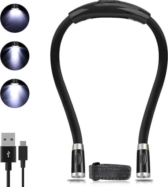 Glocusent Led-leeslamp, leeslamp voor het lezen in bed, 30 minuten timer, 3 kleuren en 3 instelbare helderheidsniveaus, oplaadbaar en duurzaam, perfect om te breien
