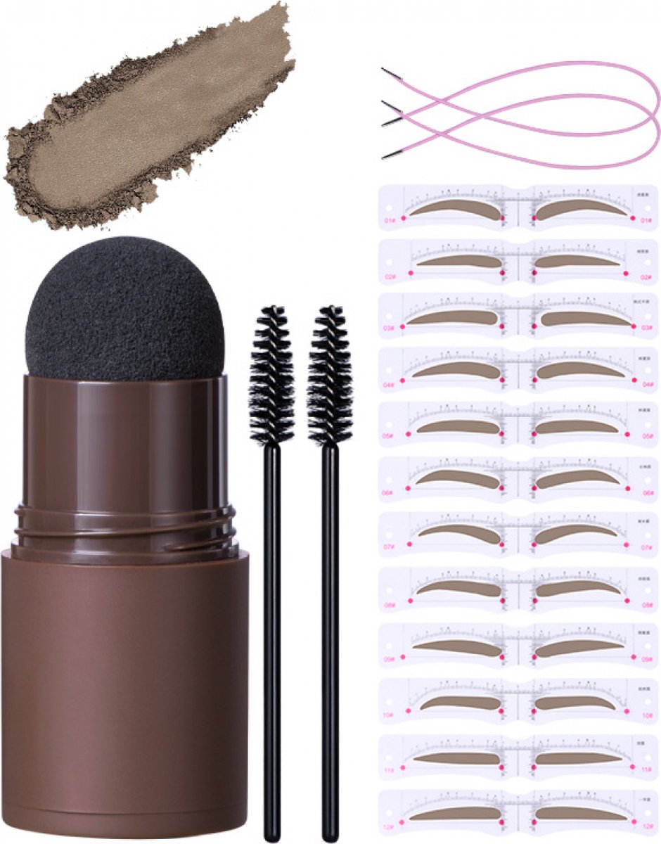 Wenkbrauw Stempel - Brow Stamp Make up - 12 paar Sjablonen - Premium Wenkbrauw Stempel - Wenkbrauw Borstel - Wenkbrauw stempel - Wenkbrauw poeder - Eyebrow stamp - Waterproof