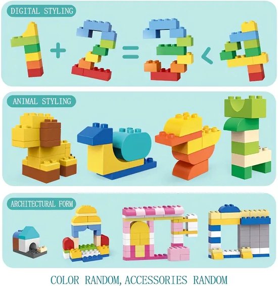 500g Educatieve Bouwblokken - DIY Grote Deeltjes Speelgoed - Geschikt voor Duplo® - Ontworpen voor Creativiteit en Verbeelding - Ideaal Cadeau voor Kinderen van Merkloos — afbeelding 4
