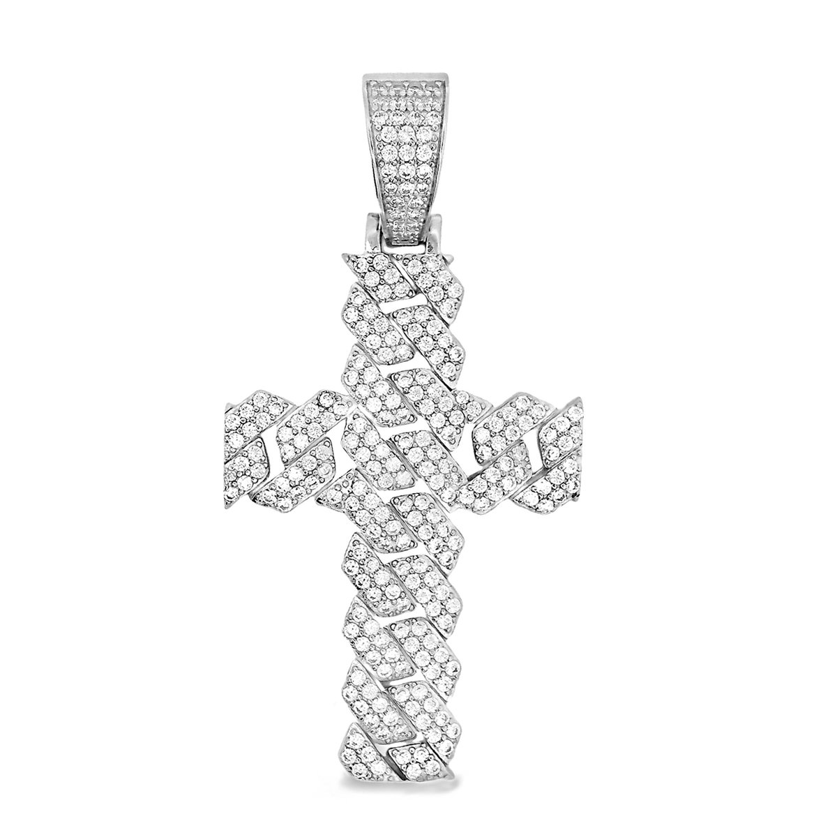Juwelier Zwartevalk zilveren (gerhodineerd) cuban link kruis hanger - 24.277-B