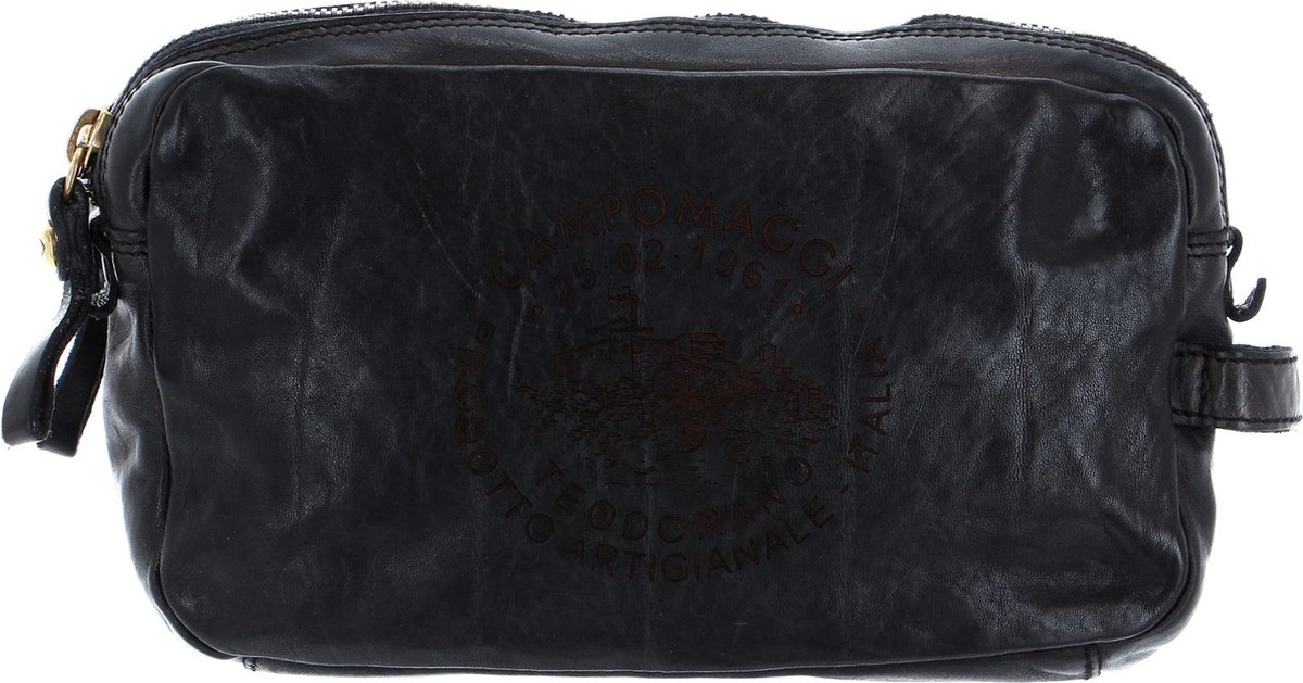 CAMPOMAGGI Leren Toilettas Beauty Bag Grigio Bruine
