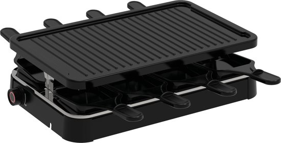 Inventum GR803B - Gourmetset - Raclette - 8 persoons - Grillplaat - 8 pannetjes - PFAS vrij - Regelbare thermostaat - 1200 watt - Zwart — afbeelding 5