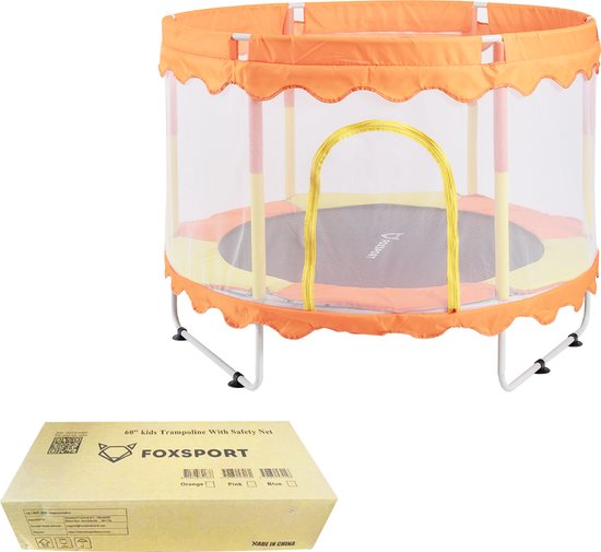FOXSPORT Kinder Trampoline - Trampoline met Elastieken - Outdoor - Buitenspeelgoed - Trampoline met veiligheidsnet - 110 cm Veiligheidsnet - 150 cm