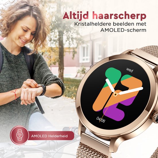 Golden Sound - Smartwatch Pro Women - 3 bracelets supplémentaires - Convient pour IOS, Android et HarmonyOS - Oxymètre - 40 mm