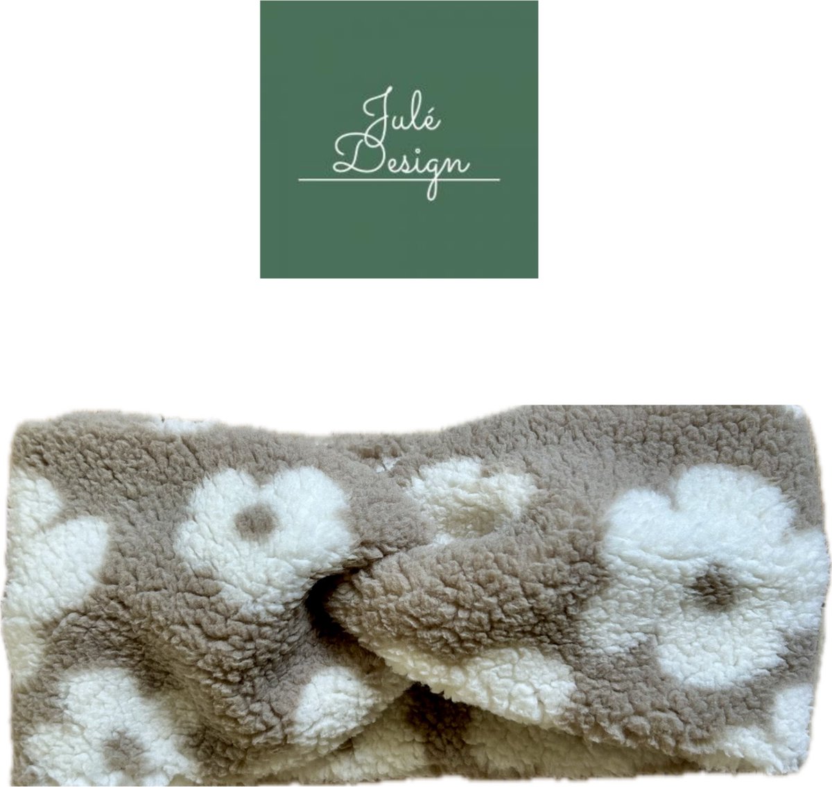 Julé Design teddy haarband bloemen taupe kids