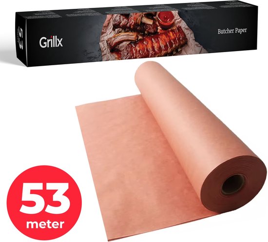 Papier de boucherie GrillX - 53 mètres - Papier de boucherie professionnel - Papier de boucherie naturel - Accessoires BBQ Kamado