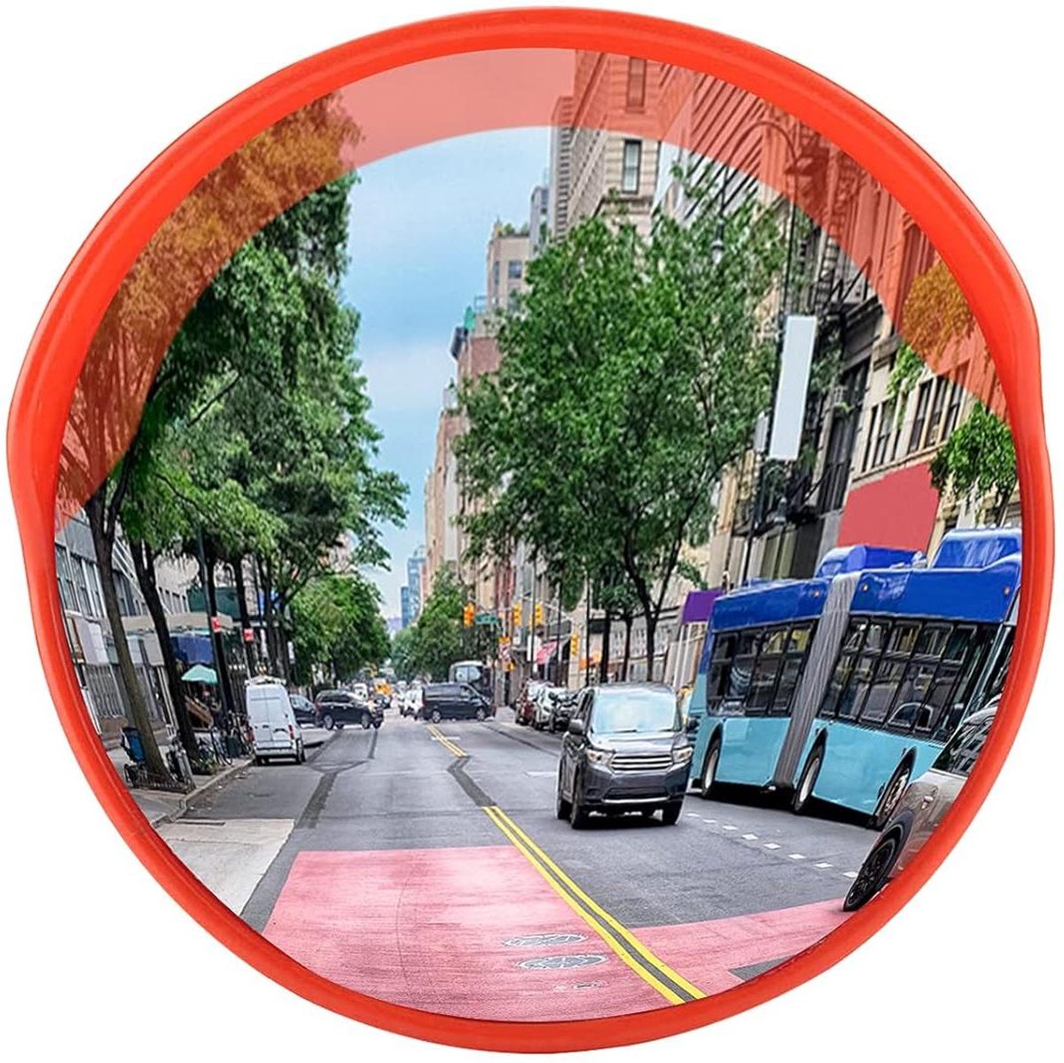 Veiligheidsspiegel Verkeer Observatie Groothoek Binnen Buiten Panorama Convex Rood 30cm Regenkap