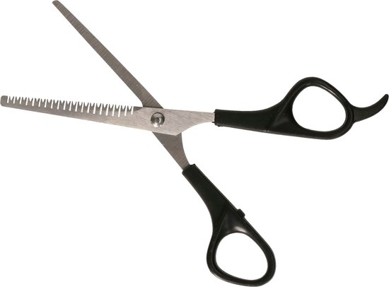 Pets Collection huisdieren knipschaar - vacht uitdunnen - rvs/kunststof - katten/honden - 18 cm