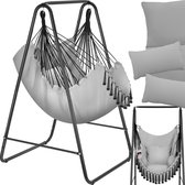 Bol.com tectake® Hangstoel Boho-stijl met decoratieve kwastjes - Hangmat - Voor binnen & buiten - 160 kg draagkracht - Stalen fr... aanbieding