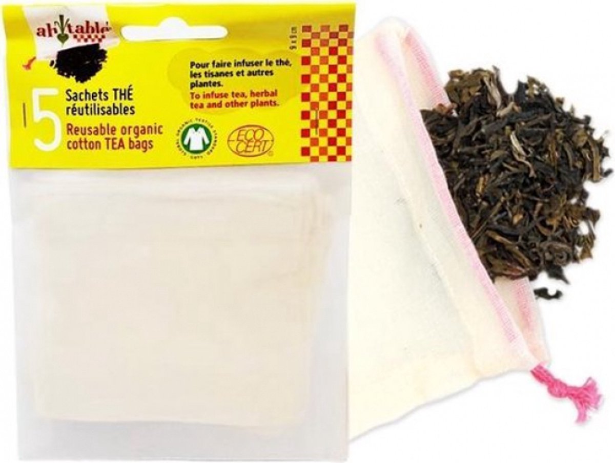 La Droguerie Ecologique herbuikbare theezakjes voor losse thee - theezeef - theefilter - 5 stuks