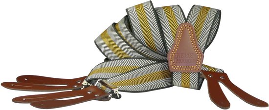 Pierre Mouton - Porte-jarretelles - Adultes - Hommes - Chevron - Porte-jarretelles - avec Cuirs - Jaune - 140cm - 35mm - XL - XXL
