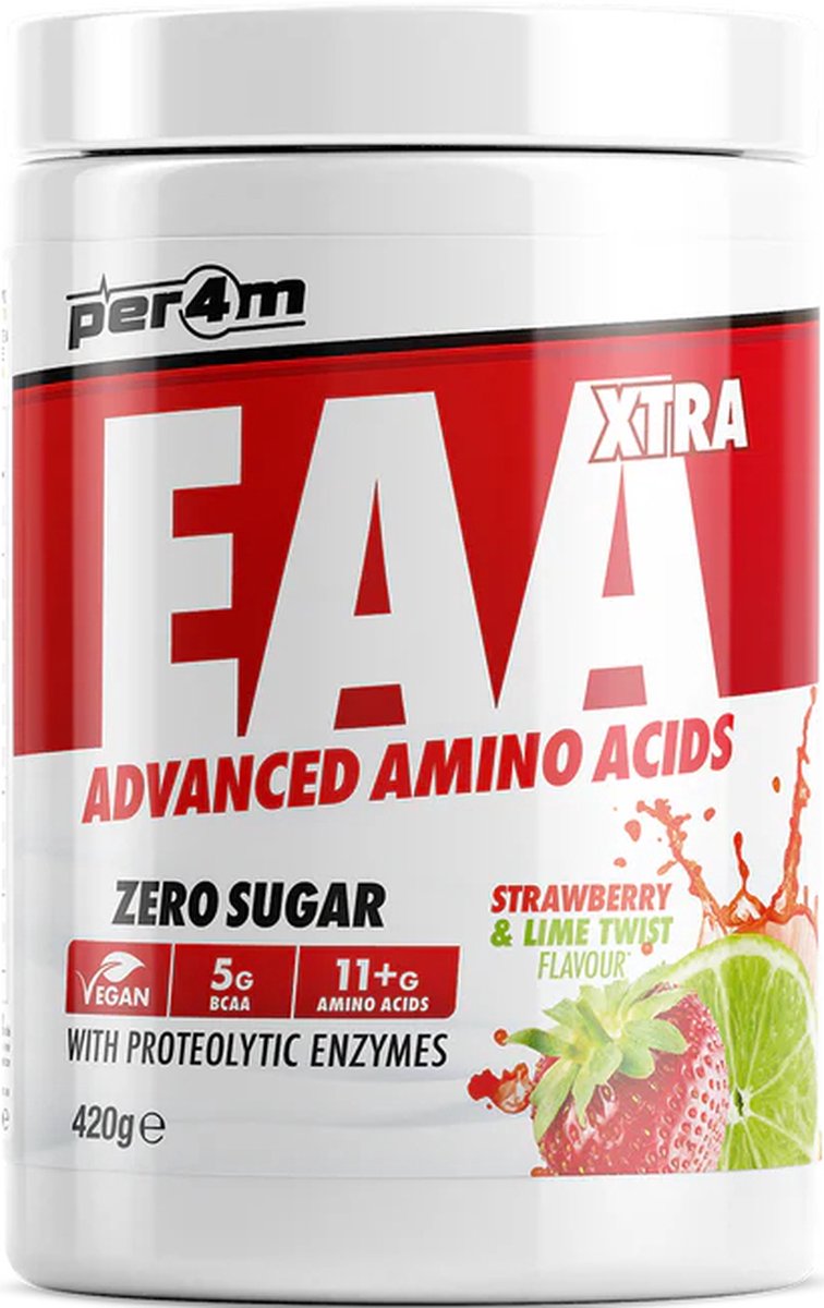 Goedkoopste Per4m - EAA Xtra 420g - Strawberry & Lime Twist - Aminozuren - EAA - Fitness - Krachttraining - Sportvoeding