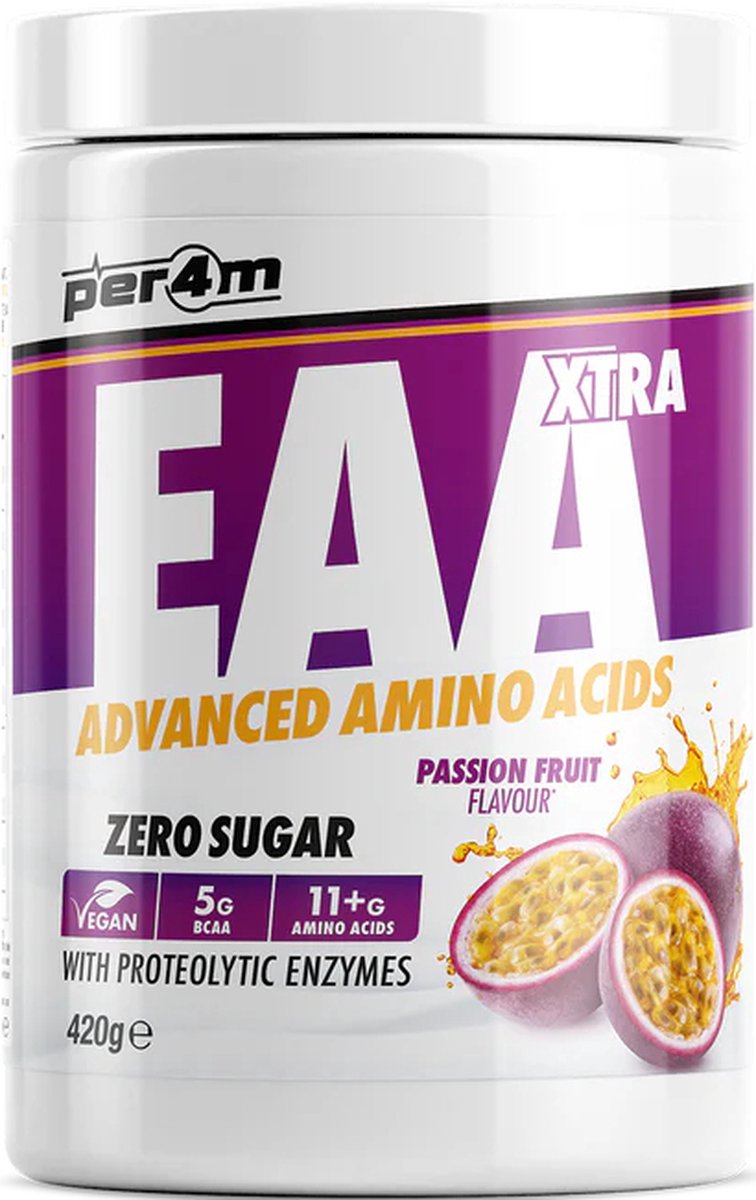 Goedkoopste Per4m - EAA Xtra 420g - Passion Fruit - Aminozuren - EAA - Fitness - Krachttraining - Sportvoeding