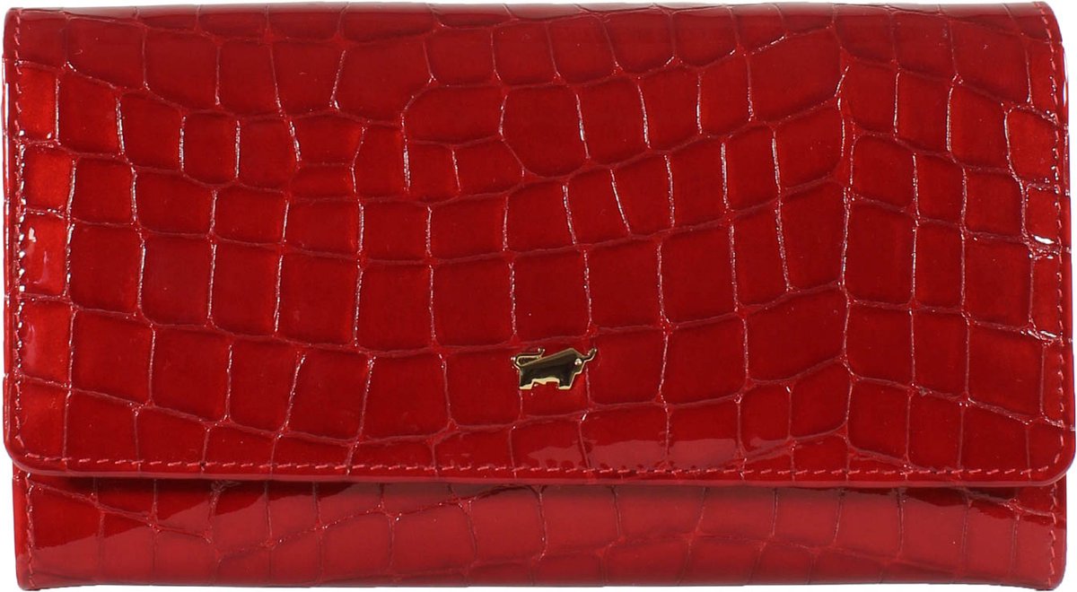 Braun Buffel Verona Portemonnee Dames & Heren - Ritsportemonnee - Leer - Rood Croco